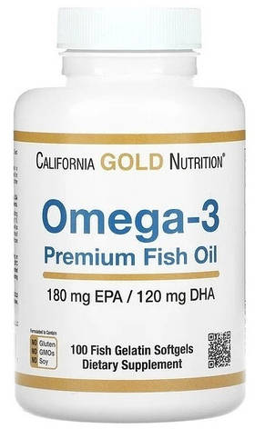 Омега-3 California Gold Nutrition Omega-3 Premium Fish Oil 100 капс США, фото 1