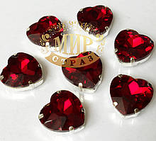 Сердечка в ланцюгах, колір Siam, розмір 14 мм, 1 шт.