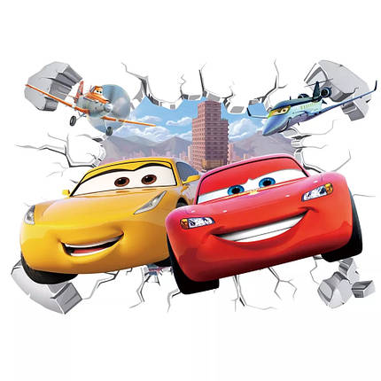 Вінілові наклейки на стіну, шафи, вікна, мультфільм Тачки Cars (лист 40*60 см), фото 1