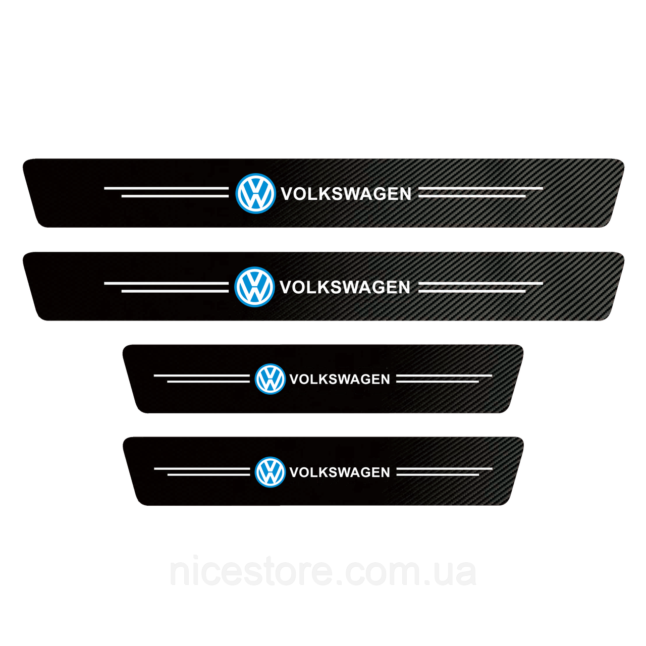 Карбонові захисні накладки на пороги авто з логотипом Volkswagen всі моделі та інші марки автомобілів style1, фото 1