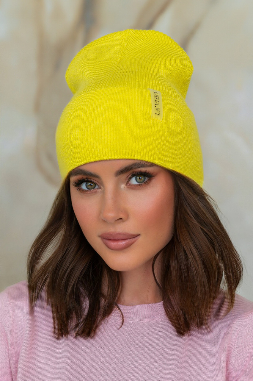 В'язана шапка «Каміла» колір жовтий