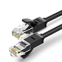Сетевой кабель для интернета патч-корд UGREEN Cat 6 U/UTP 1Gb/s Lan Ethernet Cable 10м (черный) NW102