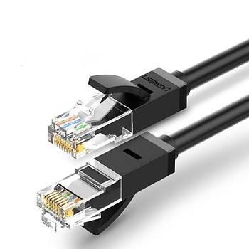 Мережевий кабель для інтернету патч-корд UGREEN Cat 6 1Gb/s U/UTP Ethernet Cable 1м (чорний) NW102