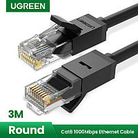 Сетевой кабель для интернета патч-корд Ugreen Cat 6 UTP Ethernet Cable 3м (черный)