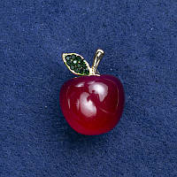 Брошка Яблуко золотистий метал і стрази 27х20мм + - купити біжутерію дешево оптом в інтернеті