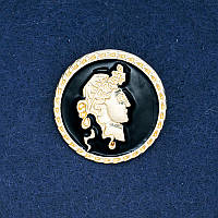 Брошка Камея золотистий метал та емаль 34мм + - купити біжутерію дешево оптом в інтернеті