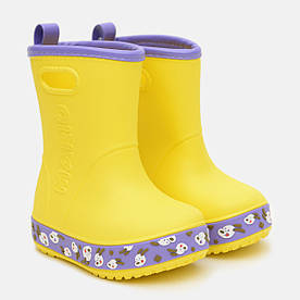 Дитячі гумові чоботи Mario QL Жовті з фіолетовим EVA 24-25р (14,5-15 см) (6215)