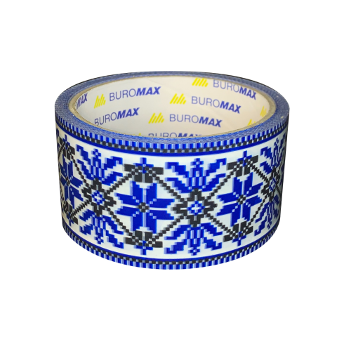 Скотч 48ммх35м синя вишиванка BUROMAX BM.7007-68