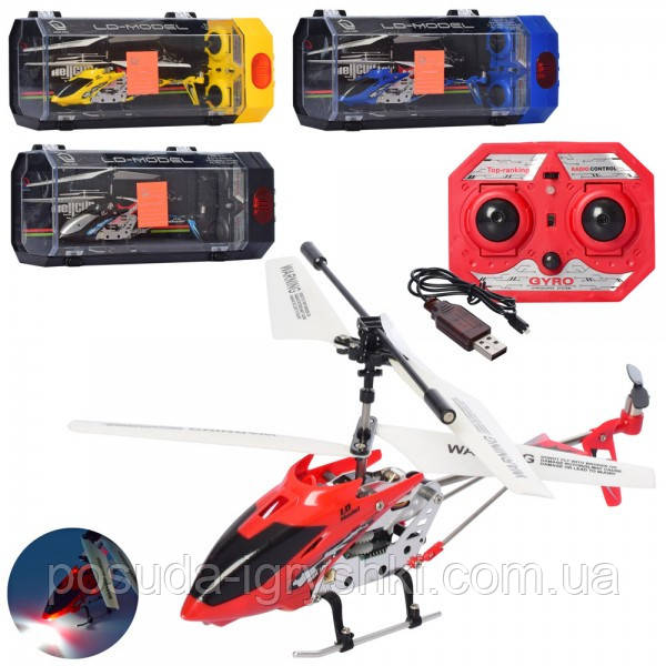 Вертоліт LD-664 , акумулятор, розмір вертольота 20см, гіроскоп, світло, USB зарядне, в коробці, 28-12-9см, фото 1