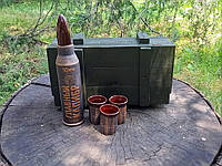 Подарунковий набір для спиртного в дерев'янном ящику "Пуля калібр" - для військових чоловіків