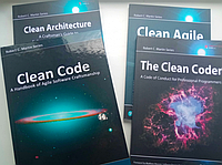 4 книги Clean Architecture, Coder, Clean Code, Clean agile Robert Martin, Robert Martin