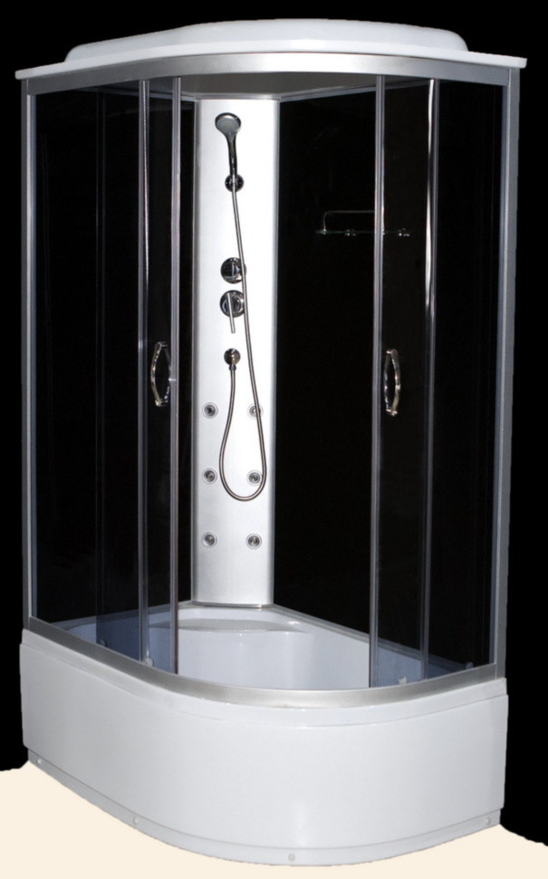 Душовий гідробокс 120*80*210 см переднє скло gray, заднє скло black, глибокий піддон (лівосторонній)