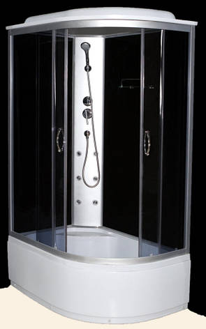 Душовий гідробокс 120*80*210 см переднє скло gray, заднє скло black, глибокий піддон (лівосторонній), фото 1