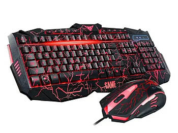Професійна провідна ігрова клавіатура з 3-ма підсвічуваннями та мишкою AT- V100L/ 7749 (20)