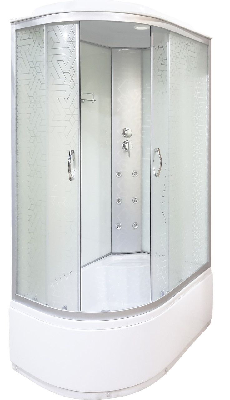 Душовий гідробокс 120*80*210 см переднє скло decor, заднє скло white, глибокий піддон (правосторонній)