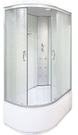Душовий гідробокс 120*80*210 см переднє скло decor, заднє скло white, глибокий піддон (правосторонній), фото 1
