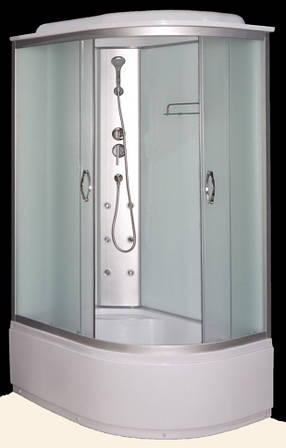 Душовий гідробокс 120*80*210 см переднє скло Matt, заднє скло white, глибокий піддон (лівосторонній), фото 1