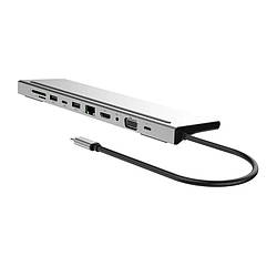 USB Type-C перехідник Хаб концентратор 11 в 1 HDMI HDTV SD TF RJ45 VGA AUX кардридер