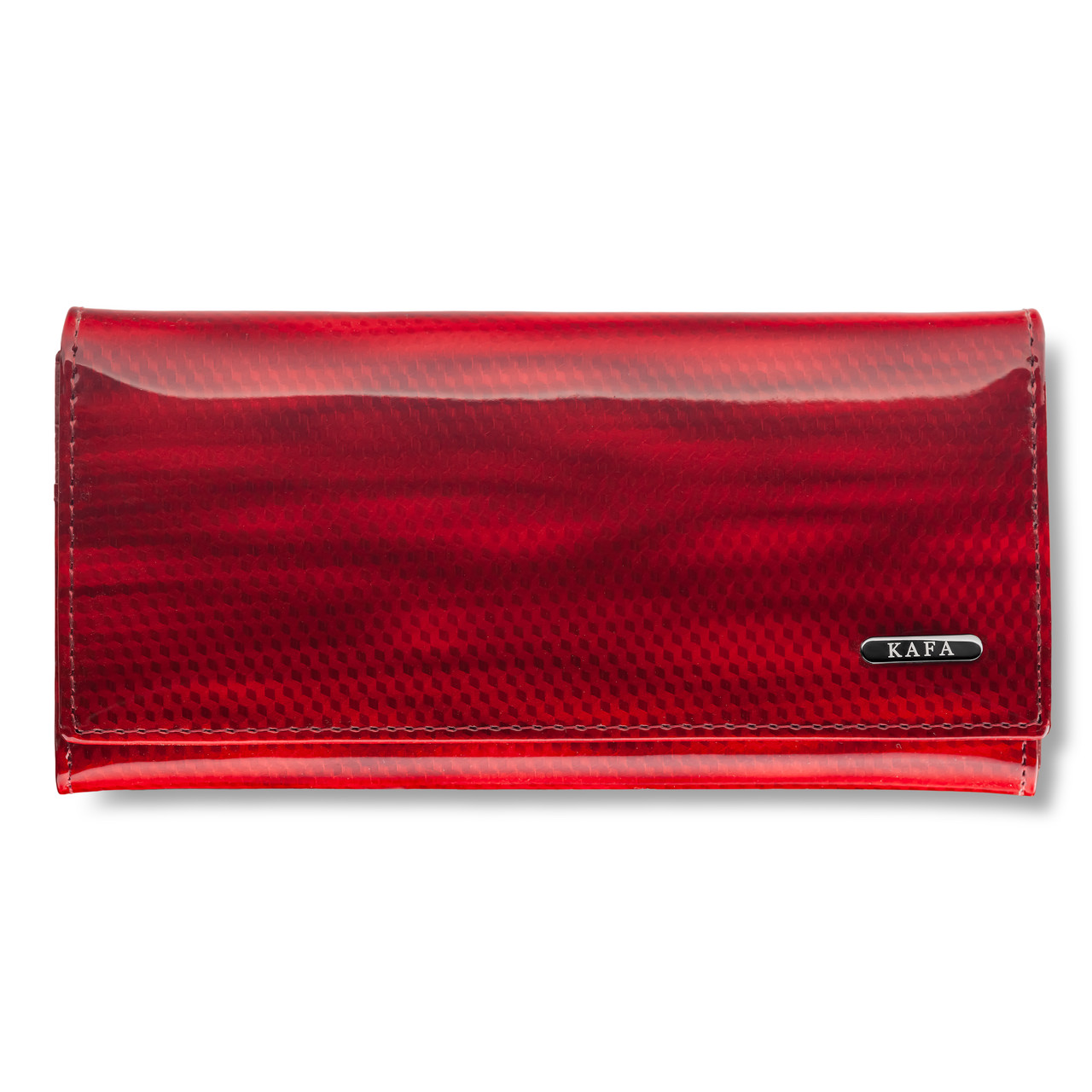Шкіряний лаковий жіночий гаманець Kafa "Disco" з блокуванням RFID-сигналів червоний, фото 1