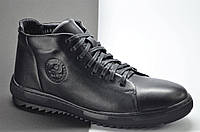 Мужские зимние кожаные ботинки черные Krastfor 004647