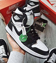 Чоловічі-жіночі кросівки Nike Air Jordan 1 Retro High Black/White, фото 3