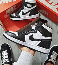 Чоловічі-жіночі кросівки Nike Air Jordan 1 Retro High Black/White, фото 3