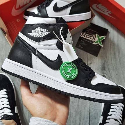 Чоловічі-жіночі кросівки Nike Air Jordan 1 Retro High Black/White, фото 2