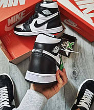 Чоловічі-жіночі кросівки Nike Air Jordan 1 Retro High Black/White, фото 2