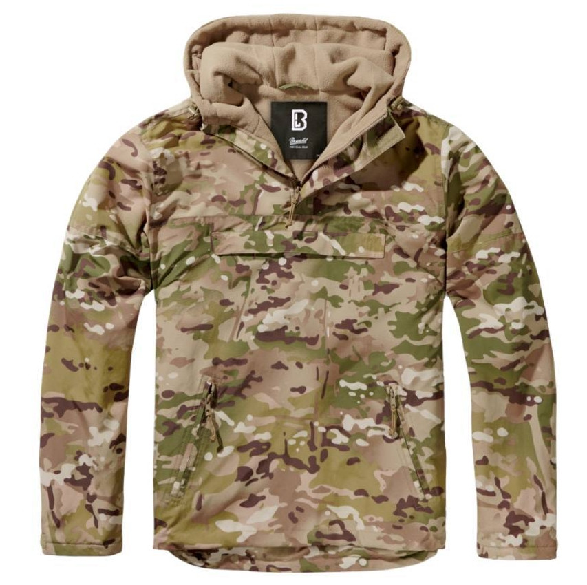 Армійська водонепроникна куртка анорак з капюшоном Brandit (Мультикам) XXL