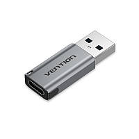 Адаптер Type-C-USB 3.0 Vention AluminIum nickel-plated M/F 5Gbps 3A Gray (CDPH0)