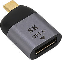 Адаптер, конвертер з Type-C на DisplayPort (DP1.4) для передачі 8K/60Hz відео Addap UC2DP-01, перехідник для ноутбука, проектора,