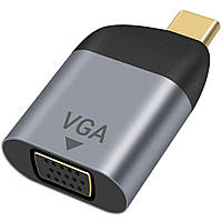 Адаптер, конвертер з Type-C на VGA для передачі відео Addap UC2VGA-01, перехідник для ноутбука, проектора, телевізора, FullHD