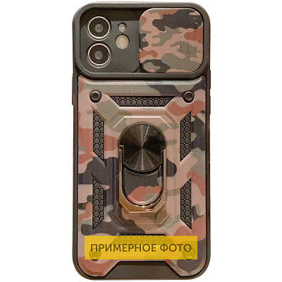 Ударостійкий чохол Camshield Serge Ring Camo для Xiaomi Redmi Note 10 / Note 10s TPU+PC, Кільце-тримач, Коричневий / Army Brown