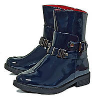Детские демисезонные сапоги ботинки для девочки утепленные на флисе 1714 синие ТОМ М. Размер 35,38