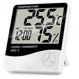 Цифровий годинник HTC-1 з термометром та будильником (білий)