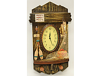 Настінна дерев'яна ключница з годинником (41 x 20 см)