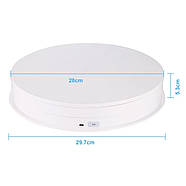 Ø30 см/max-10 кг Предметний поворотний стіл для фото-відеозйомки Puluz PU3049W white білий, фото 2
