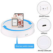 Ø30 см/max-10 кг Предметний поворотний стіл для фото-відеозйомки Puluz PU3049W white білий, фото 6