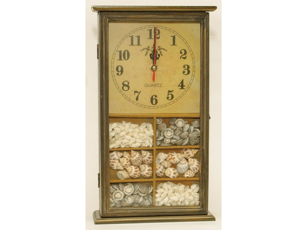 💜Дерев'яна ключниця з годинником (20 x 36 см), фото 1