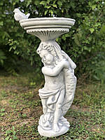 Садова фігура, садово-паркова сіра скульптура Хлопчик з чашею для декору саду, ручної роботи 59 см