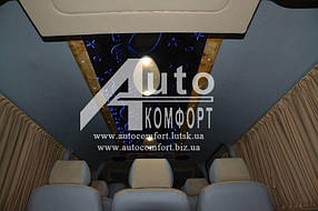 Штори автомобільні в Mercedes-Benz Sprinter, Crafter (2006-) (середня база) бежеві із салазками (Спринтер,