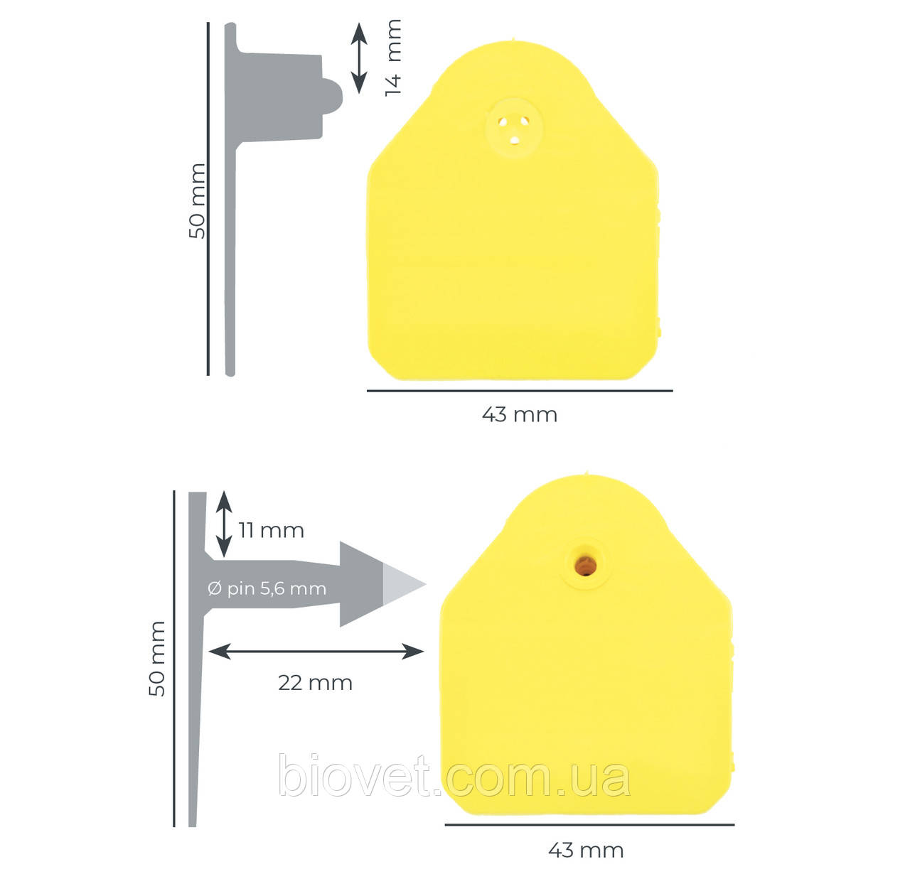 Ушные бирки MS Tag Standard большие, 0409864YEL-100-1, Жовтий - фото 2 - id-p1676756860