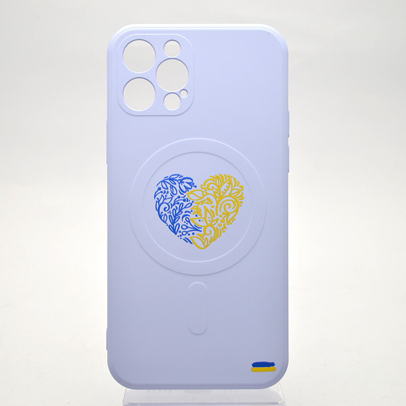 Чохол з патріотичним малюнком Silicone Case Wave Print з MagSafe для iPhone 12 Pro Max Ukrainian Heart, фото 1