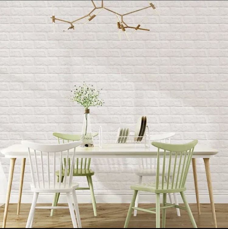 Самоклеючі настінні 3Д панелі (шпалери) під Білу цеглу 77х70 см / Декоративна біла панель, фото 1