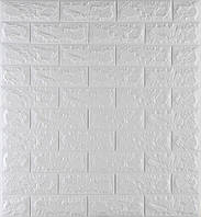 Самоклеящиеся настенные 3Д панели (обои) под Белый кирпич 77х70 см / Декоративная белая панель