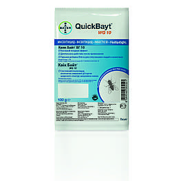 Нашесть мух на фермі — Bayer QuickBayt 100 г: харчова гранульована принада, швидкий нокдаун; для зовнішніх зон; оригінал Bayer, се