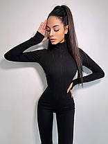 Жіночий стильний трикотажний комбінезон із високим горлом Db4233, фото 3