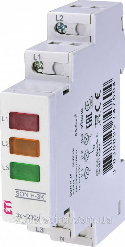 Індикатор наявності напруги ETI SON H-3K трифазний (3 кольорових LED)