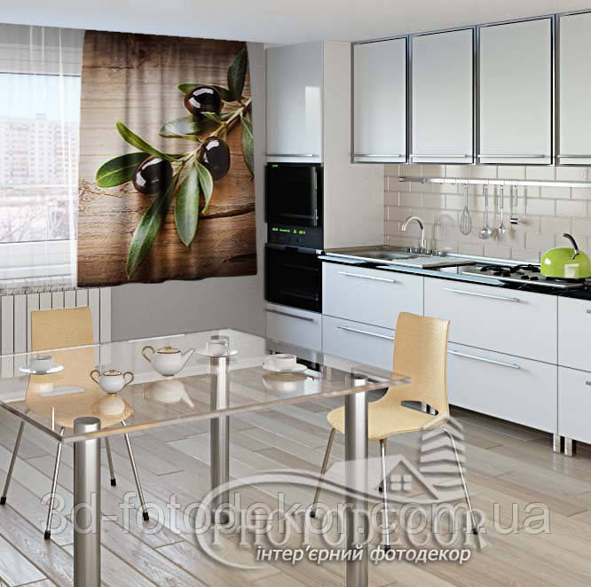 3D - Фото Штора "Гілка маслин", висота - 1,82м, ширина - 1,10м, тасьма