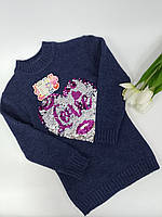 Детский теплый свитер для девочки с горловиной Турция